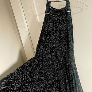 Halter, low side cut, low back dress